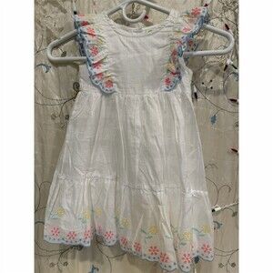 Little Me Girls Sundress Size 3T White Embroidered Eyelet Tiered Flutter
